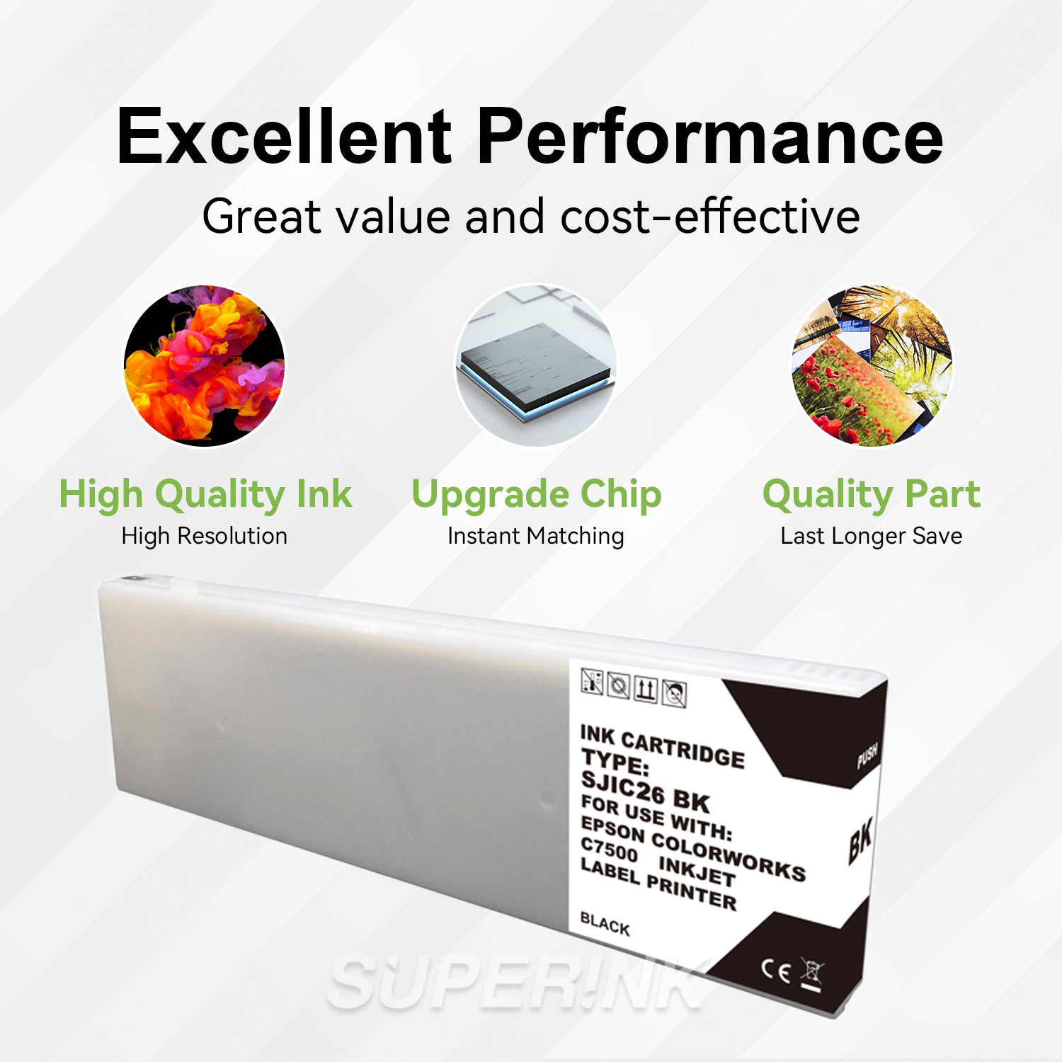 Compatible Epson TM-C7500 Black Ink Cartridge SJIC26P(K) by Superink