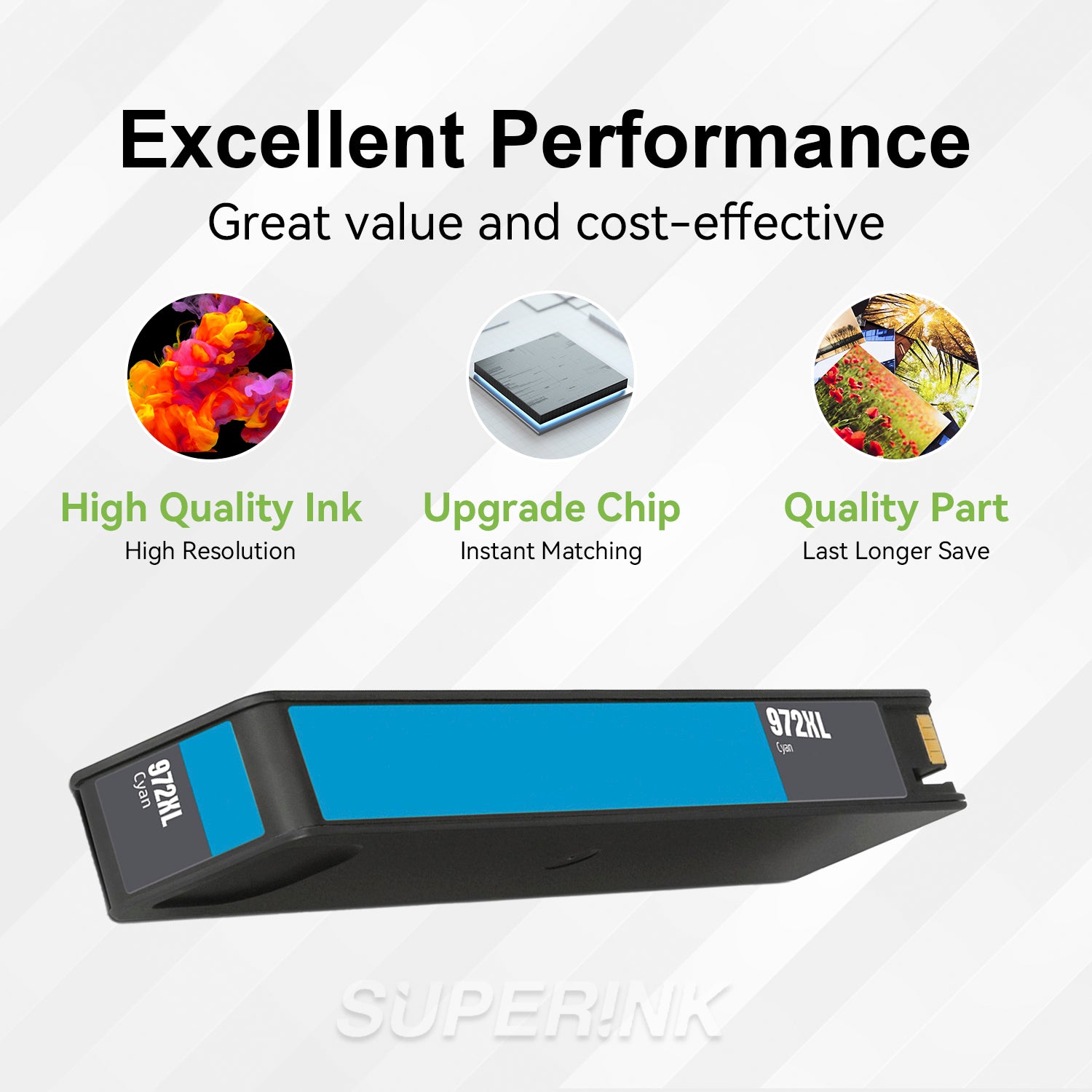 Cartouche d'encre cyan compatible HP 972X (HP L0R98AN) par Superink