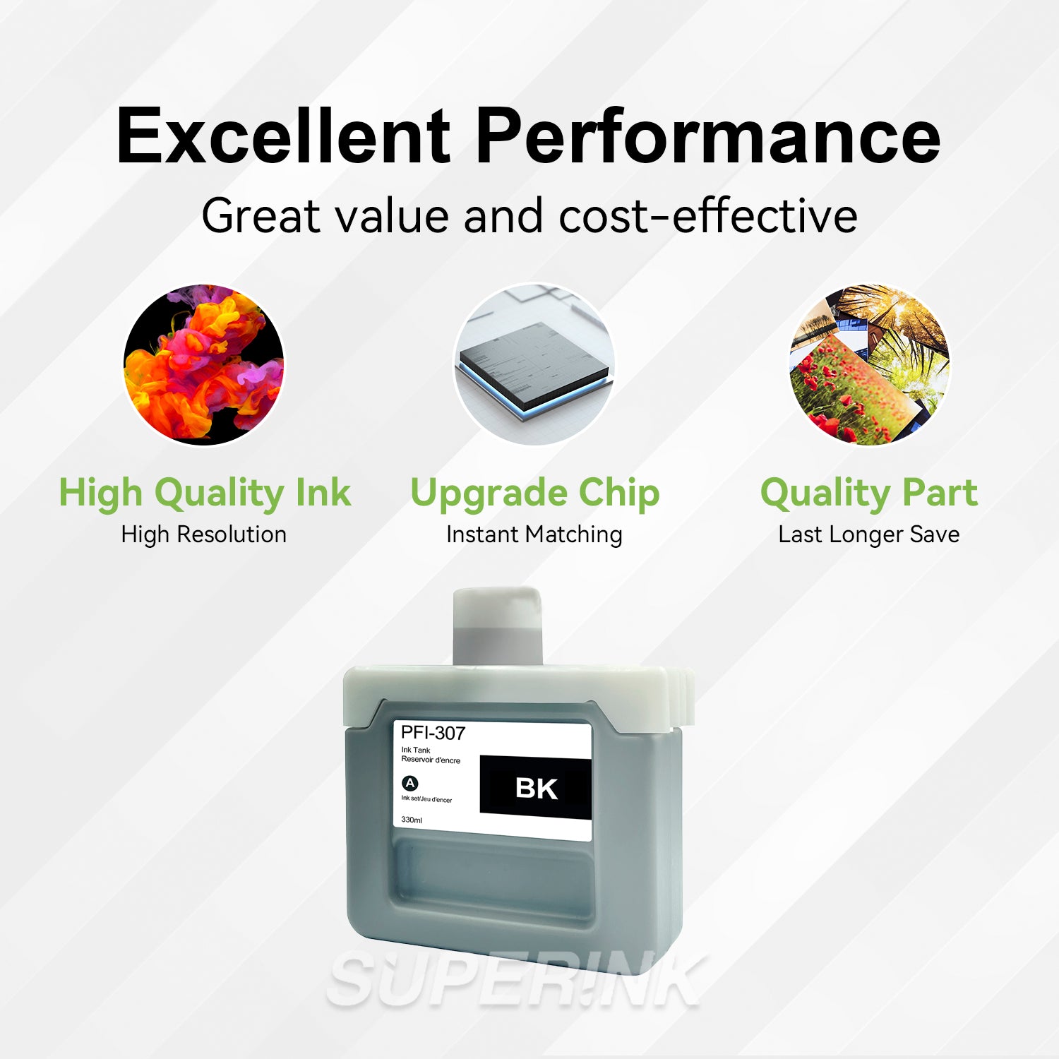 Compatible Canon PFI-307BK 330ml Black Ink By Superink