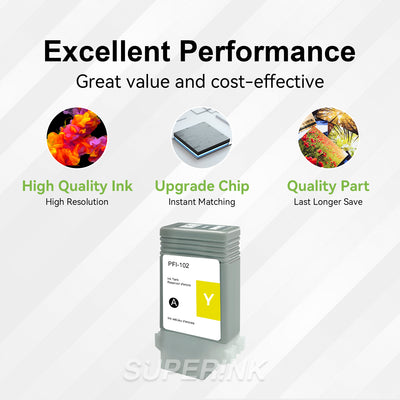 Compatible Canon PFI-102Y Yellow Ink Cartridge By Superink