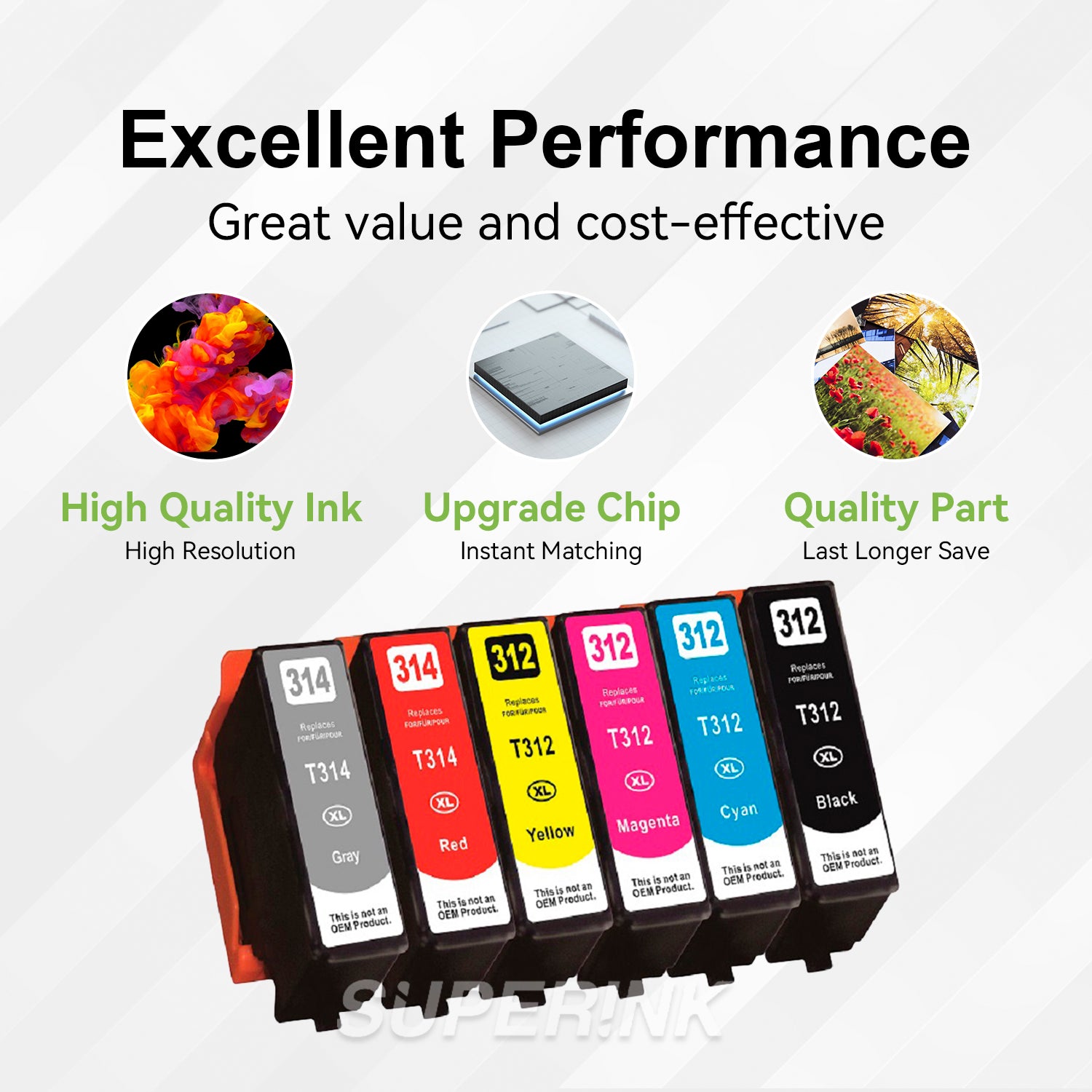Compatible Epson T314XL Set Ink Cartridge BK/C/M/Y/GY/RD