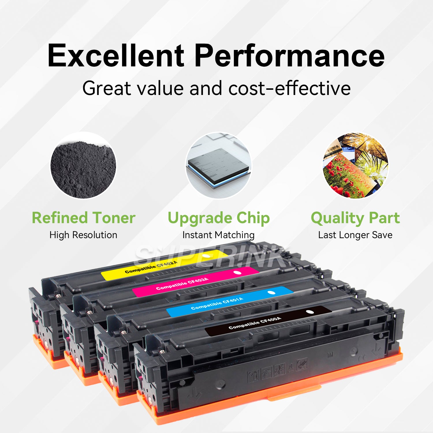 Compatible HP CF400A CF401A CF402A CF403A Toner Set by Superink