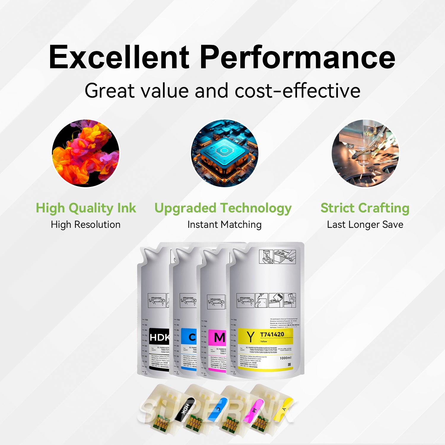 Compatible Epson T741 DS Ink Pack Combo, 4 X 1 Liter By Superink