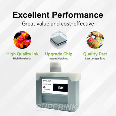 Compatible Canon PFI-304BK 330ml Black Ink By Superink