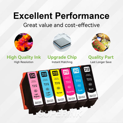 Compatible Epson T312XL Set Ink Cartridge BK/C/M/Y/LC/LM By Superink