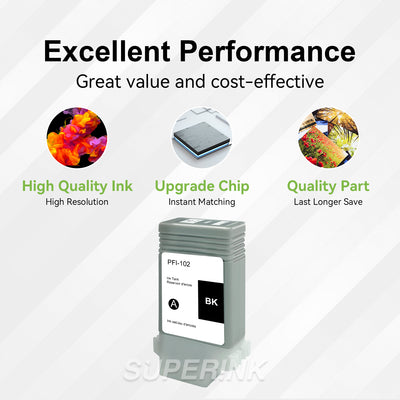 Compatible Canon PFI-102BK Black Ink Cartridge By Superink