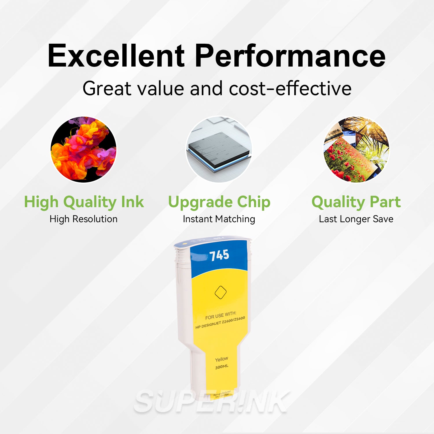 Compatible HP 745 300ml Yellow Ink Cartridge By Superink