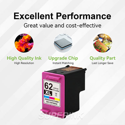 Compatible HP 62XL Tri-color Ink Cartridge (C2P07AN) By Superink