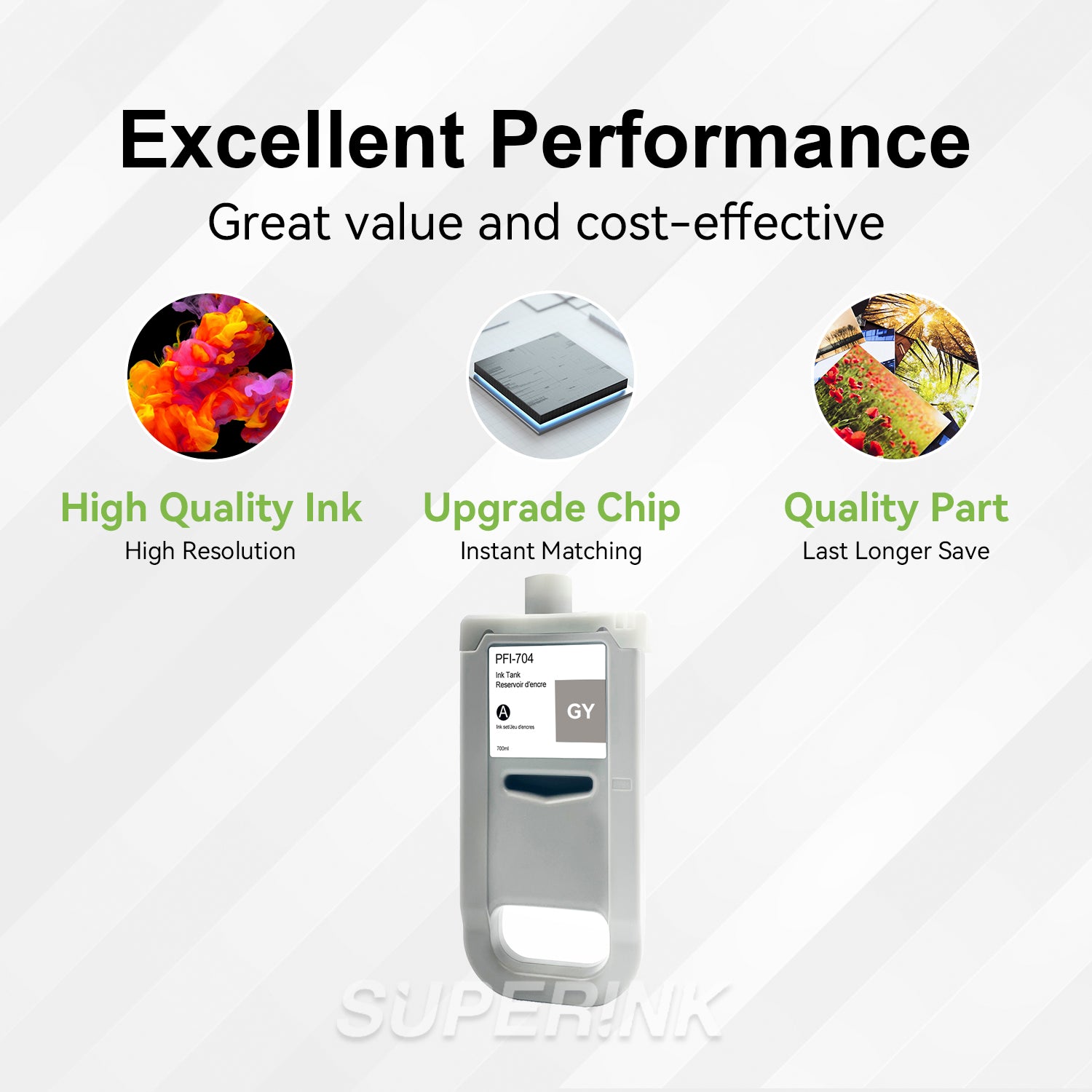 Compatible Canon PFI-704GY 700ml Grey Ink By Superink