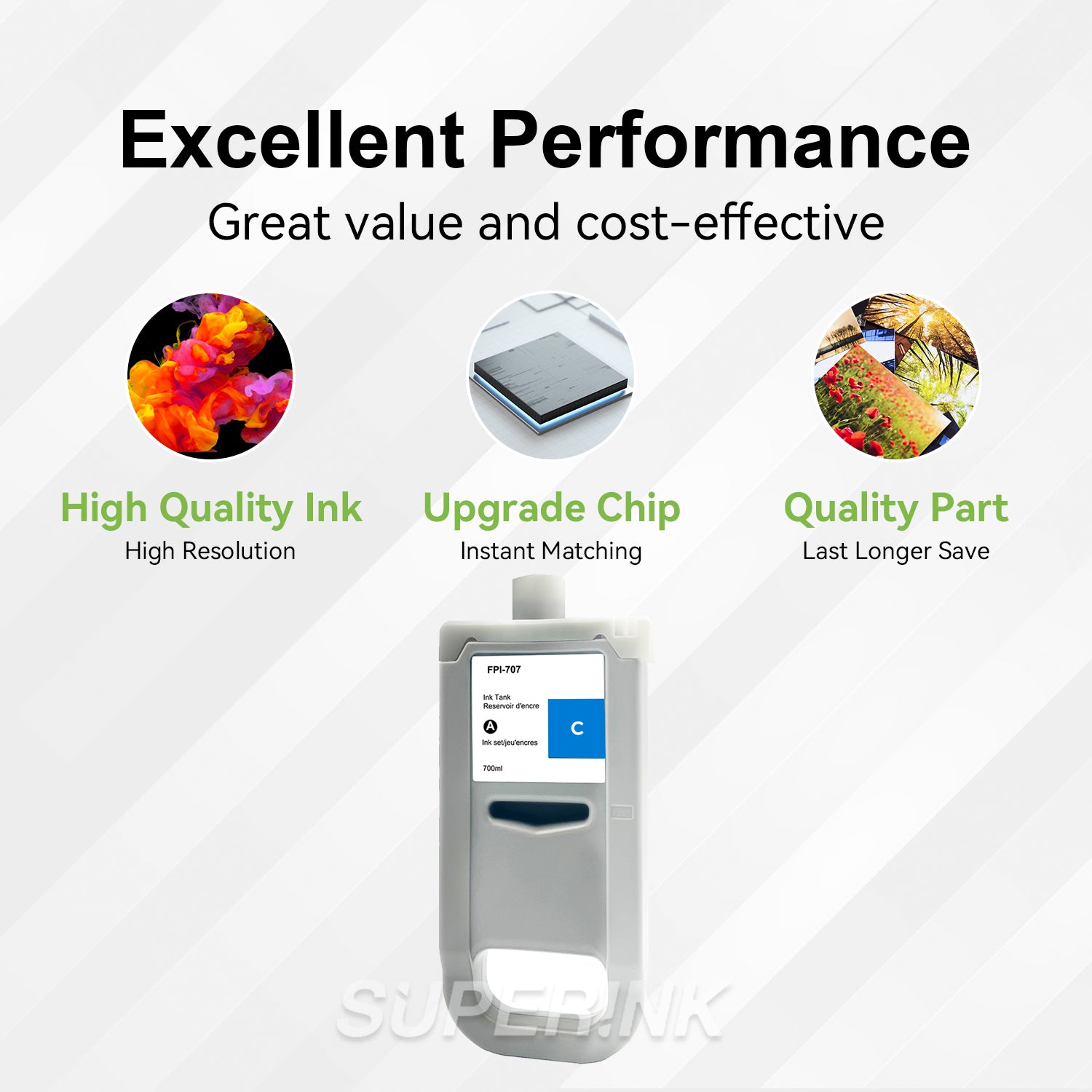 Compatible Canon PFI-707C 700ml Cyan Ink By Superink