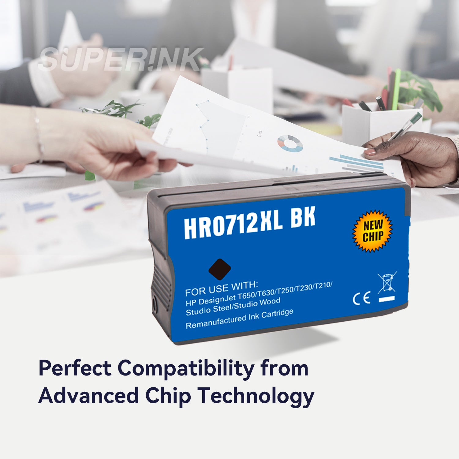 Compatible HP 712XL (3ED71A) 80ml Black Ink Cartridge By Superink