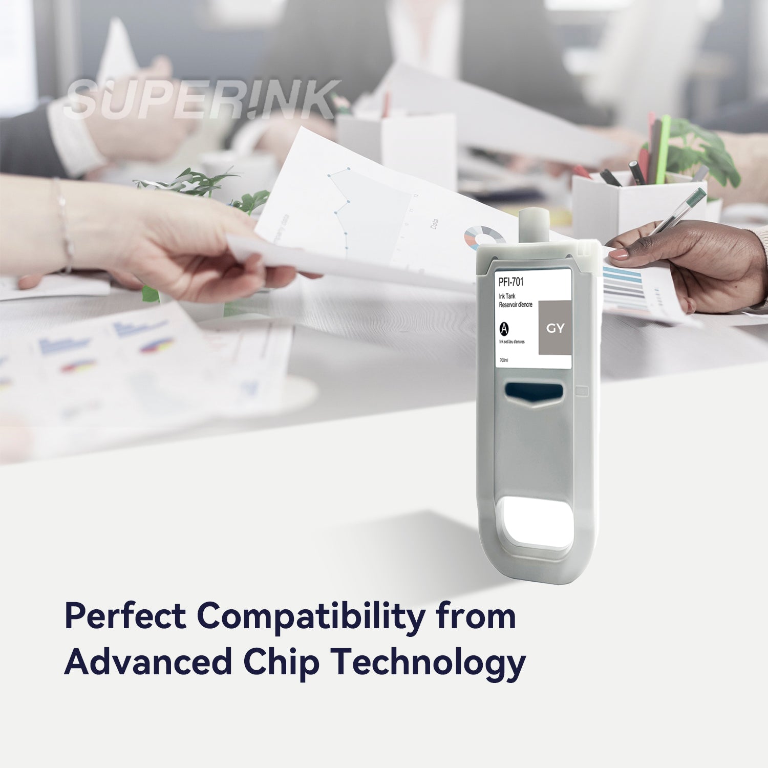 Compatible Canon PFI-701GY 700ml Grey Ink By Superink