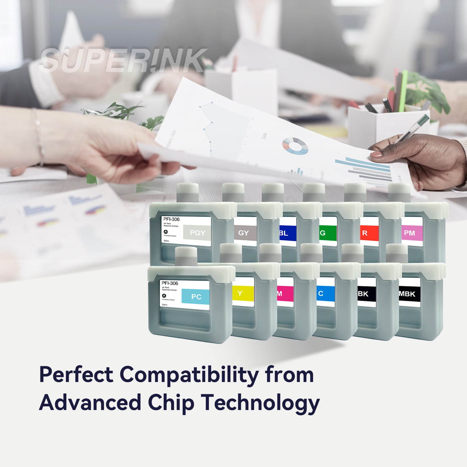 Compatible Canon PFI-306 700ml 12pcs Combo Ink Cartridge