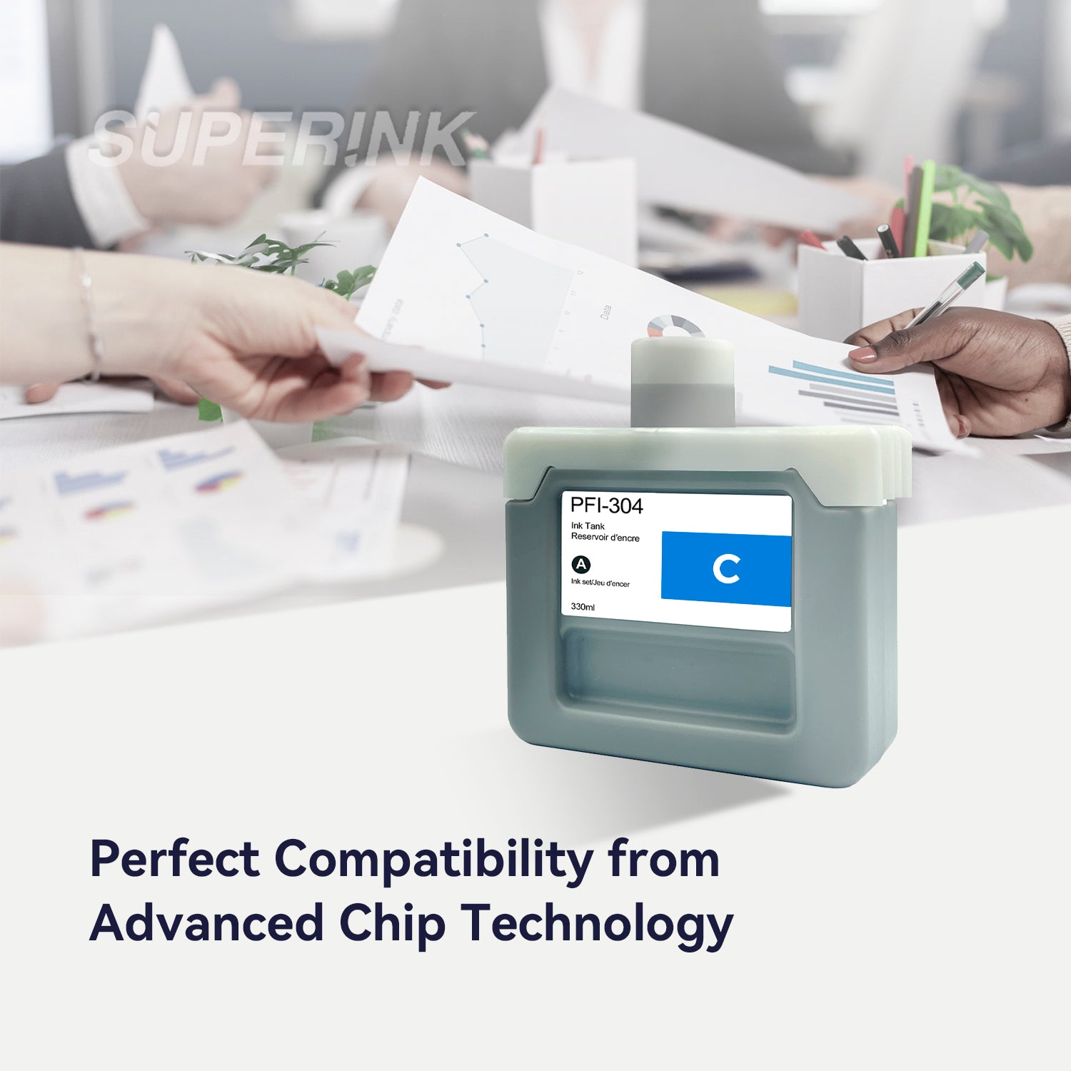 Compatible Canon PFI-304C 330ml Cyan Ink