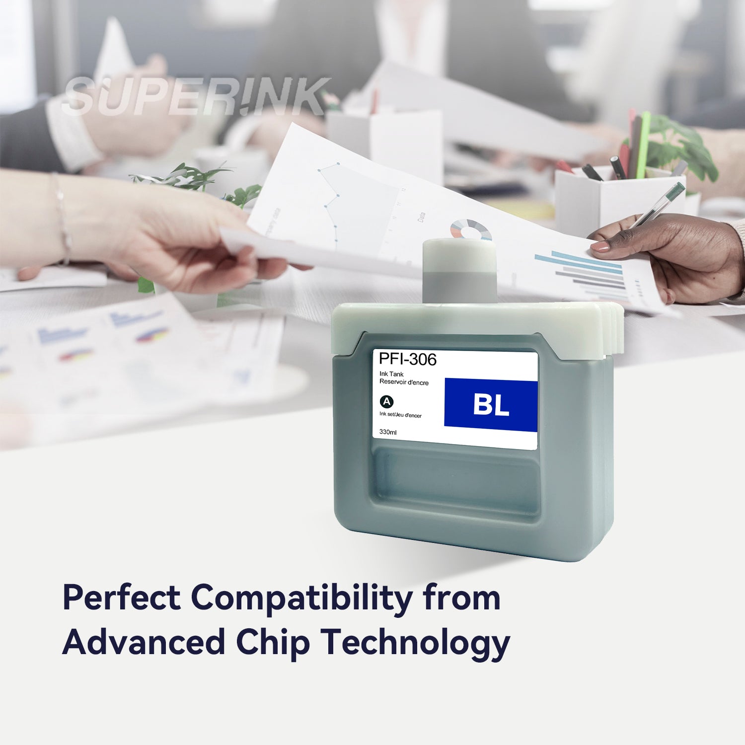 Compatible Canon PFI-306B 700ml Blue Ink