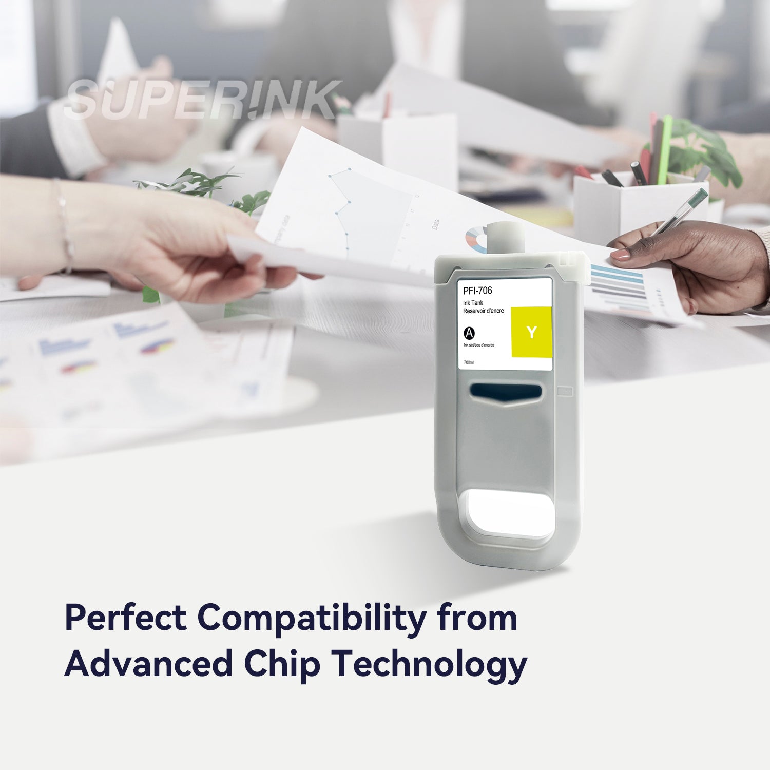 Compatible Canon PFI-706Y 700ml Yellow Ink By Superink