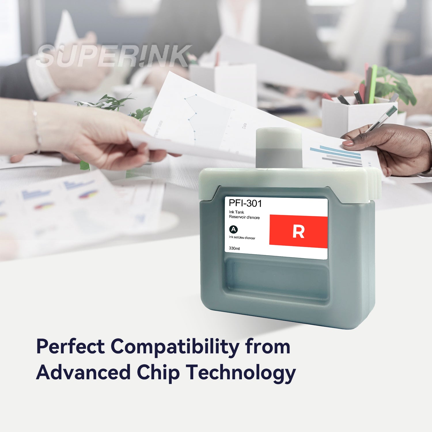 Compatible Canon PFI-301R 330ml Red Ink