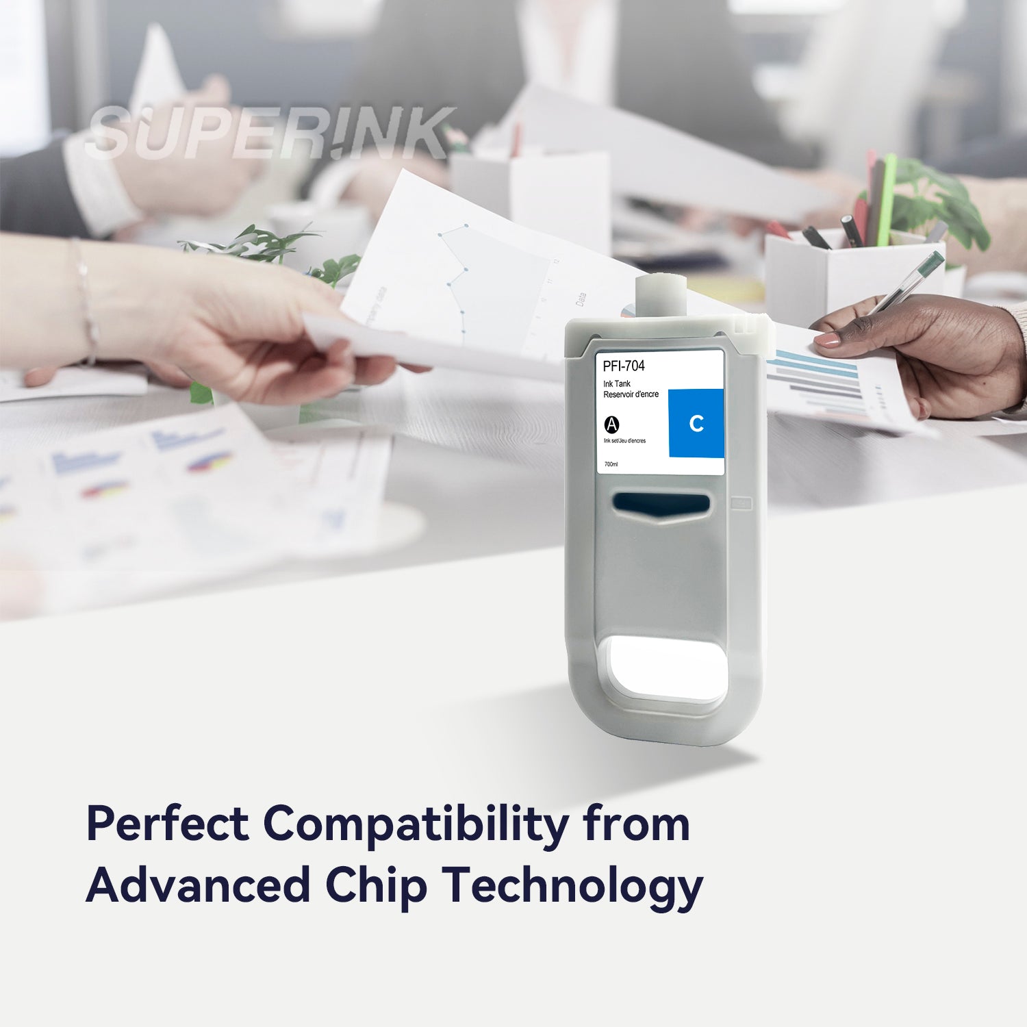 Compatible Canon PFI-704C 700ml Cyan Ink By Superink