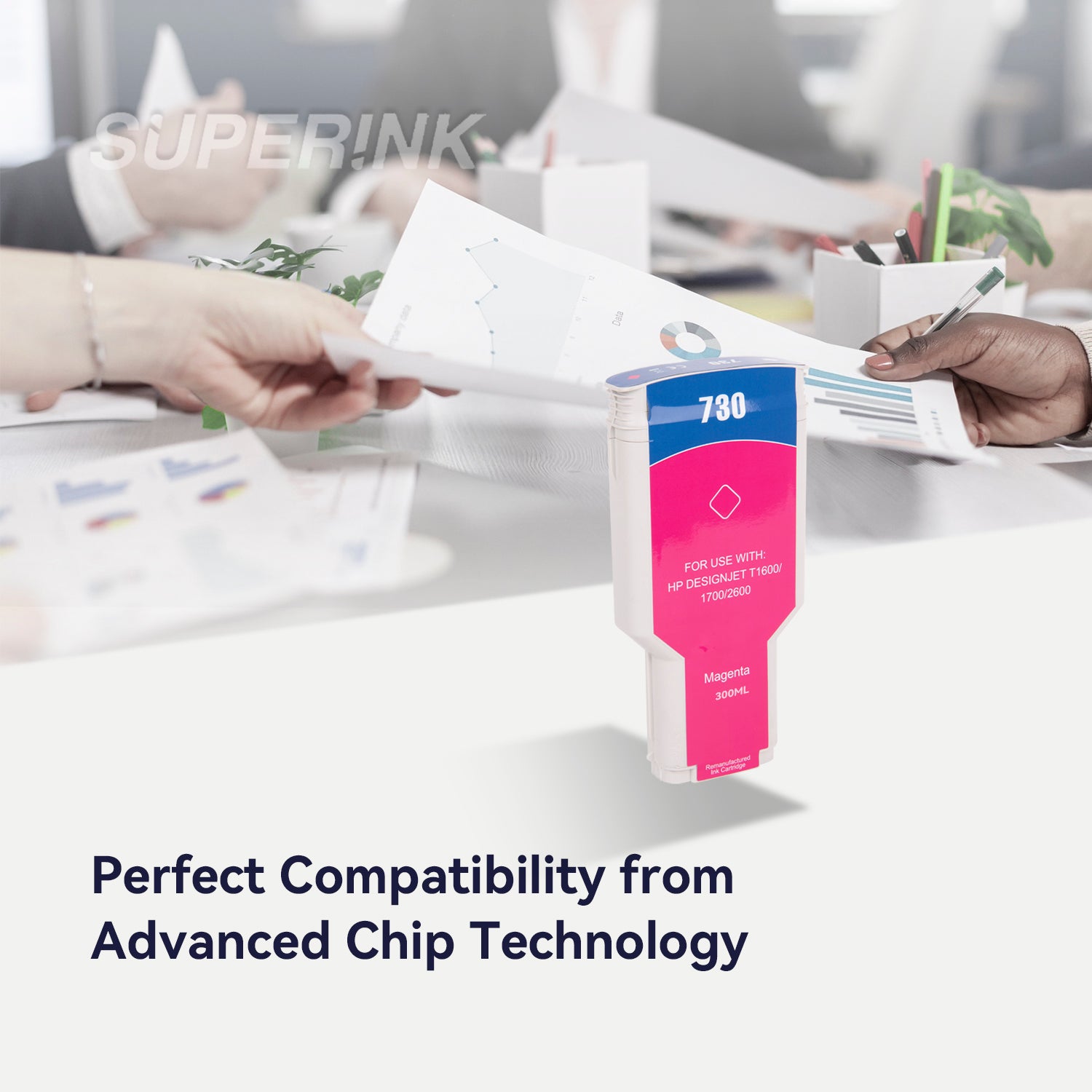 Compatible HP 730 (P2V69A) 300ml Magenta Ink Cartridge By Superink