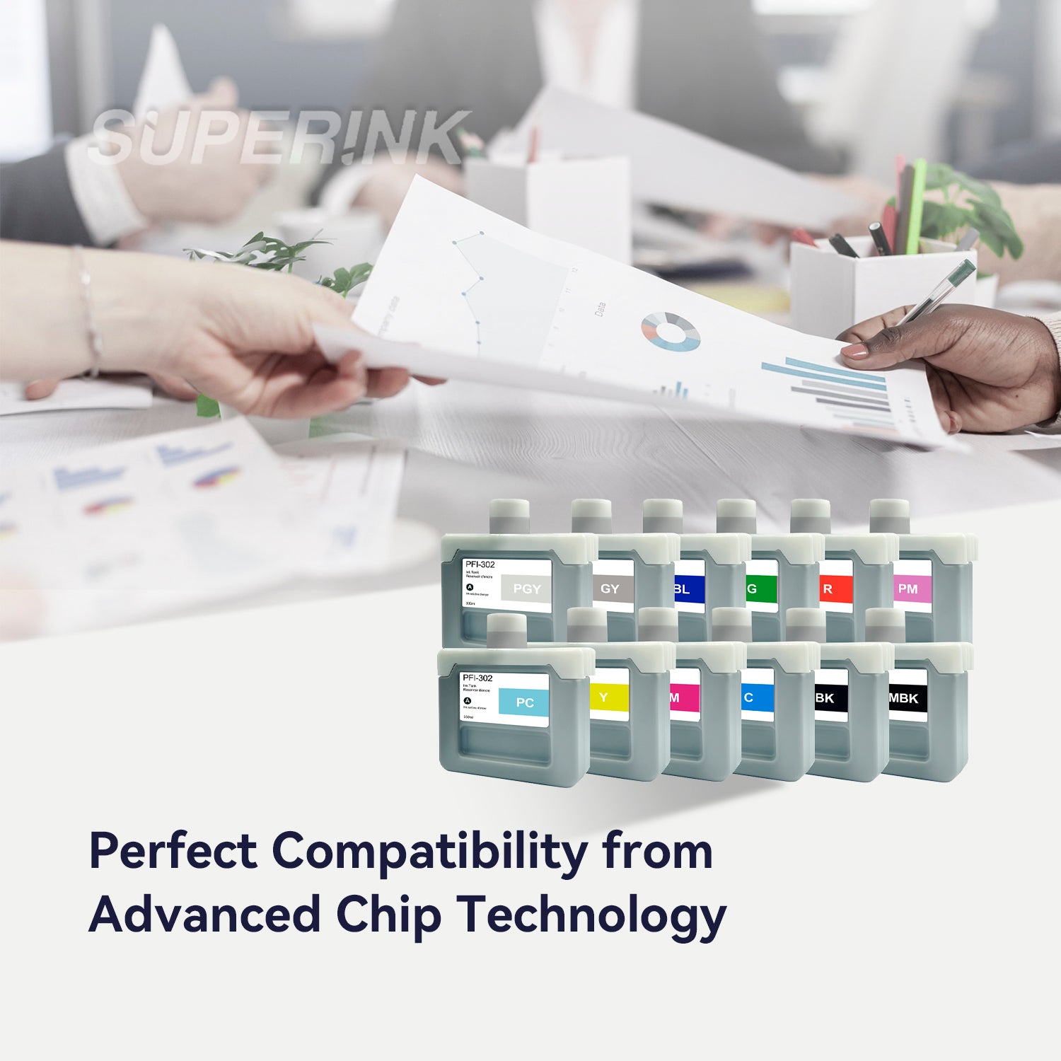 Compatible Canon PFI-301 + PFI-302 330ml 12pcs Ink Combo