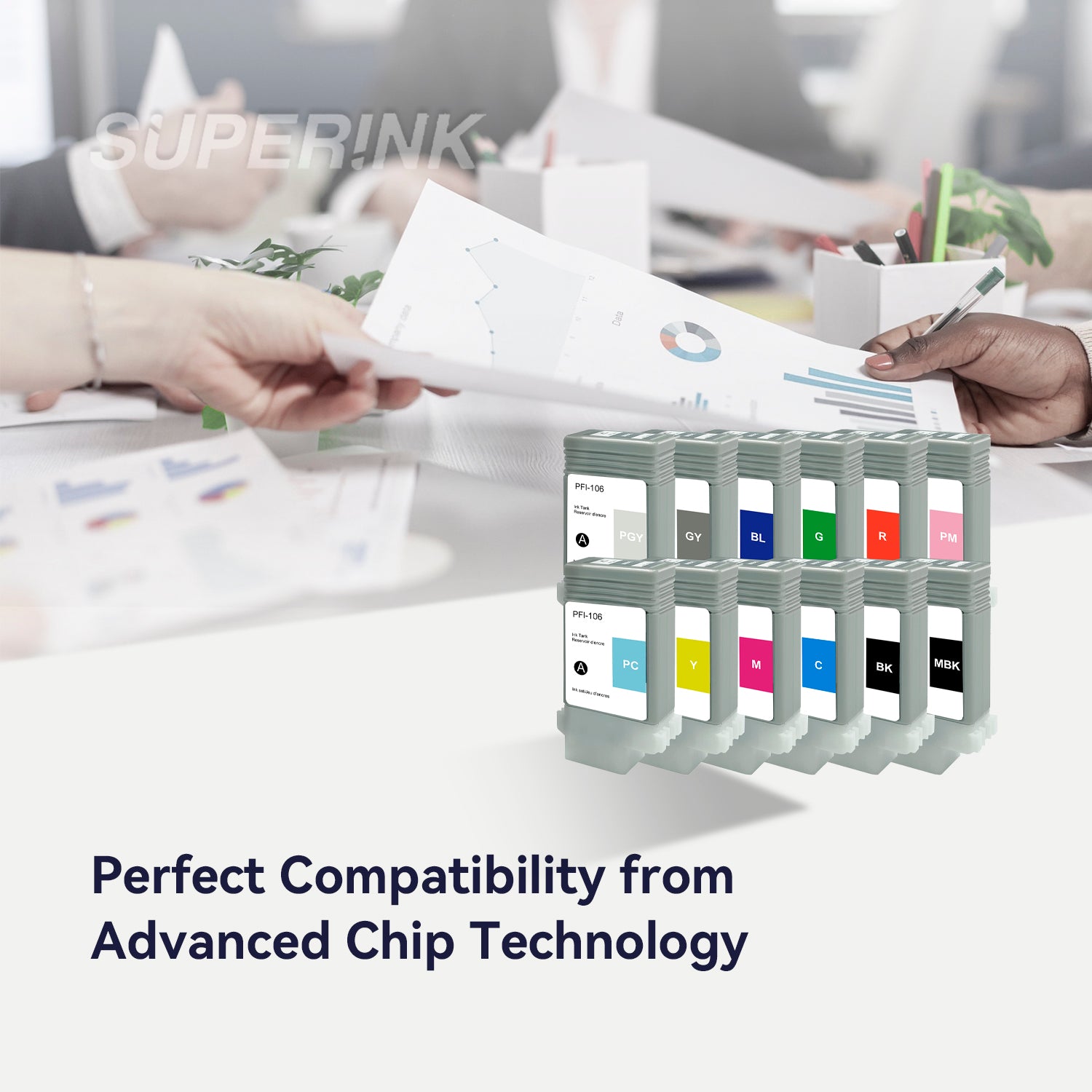 Compatible Canon PFI-106 12pcs Combo Ink Cartridge By Superink