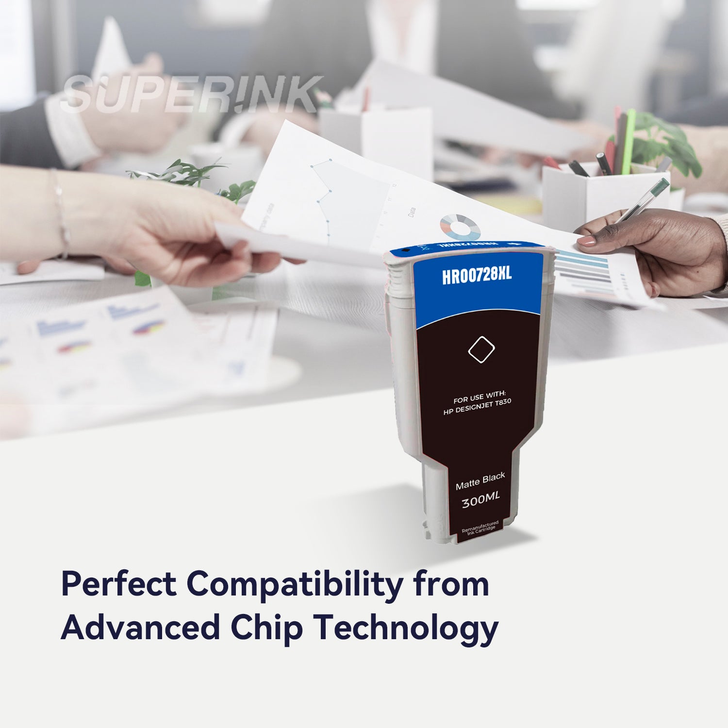 Compatible HP 728XL Matte Black 300ML Ink Cartridge By Superink