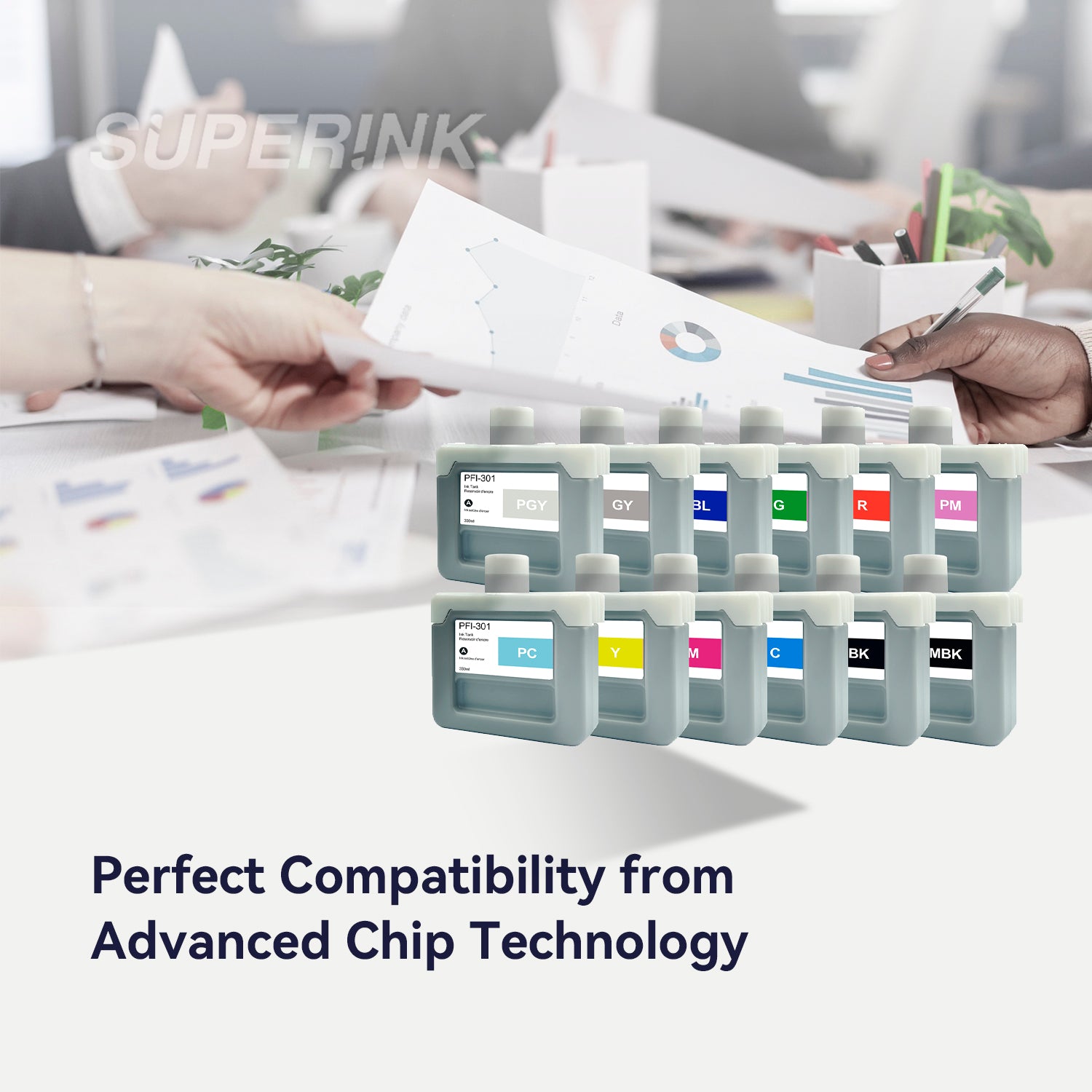Compatible Canon PFI-301 330ml 12pcs Combo Ink Cartridge