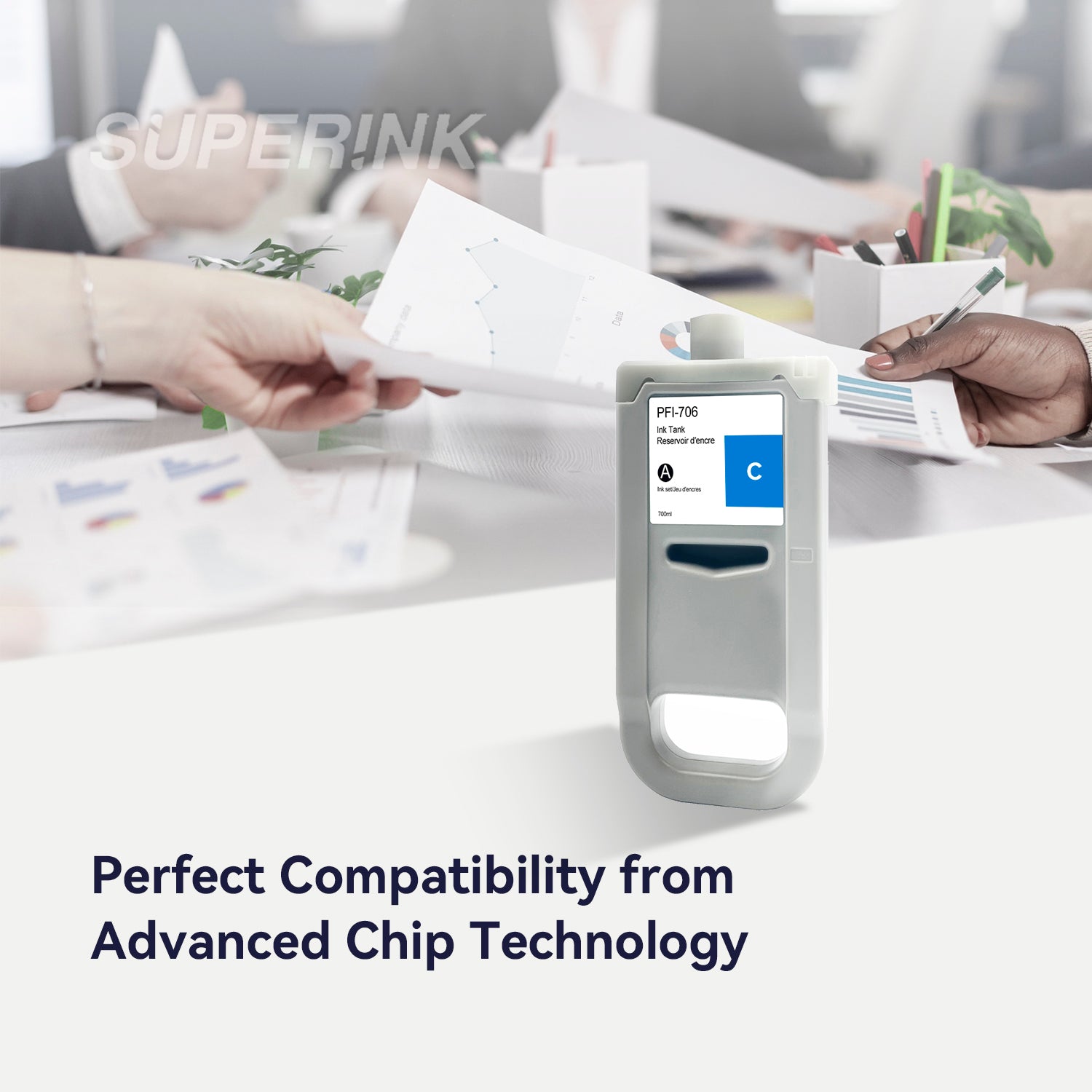 Compatible Canon PFI-706C 700ml Cyan Ink By Superink