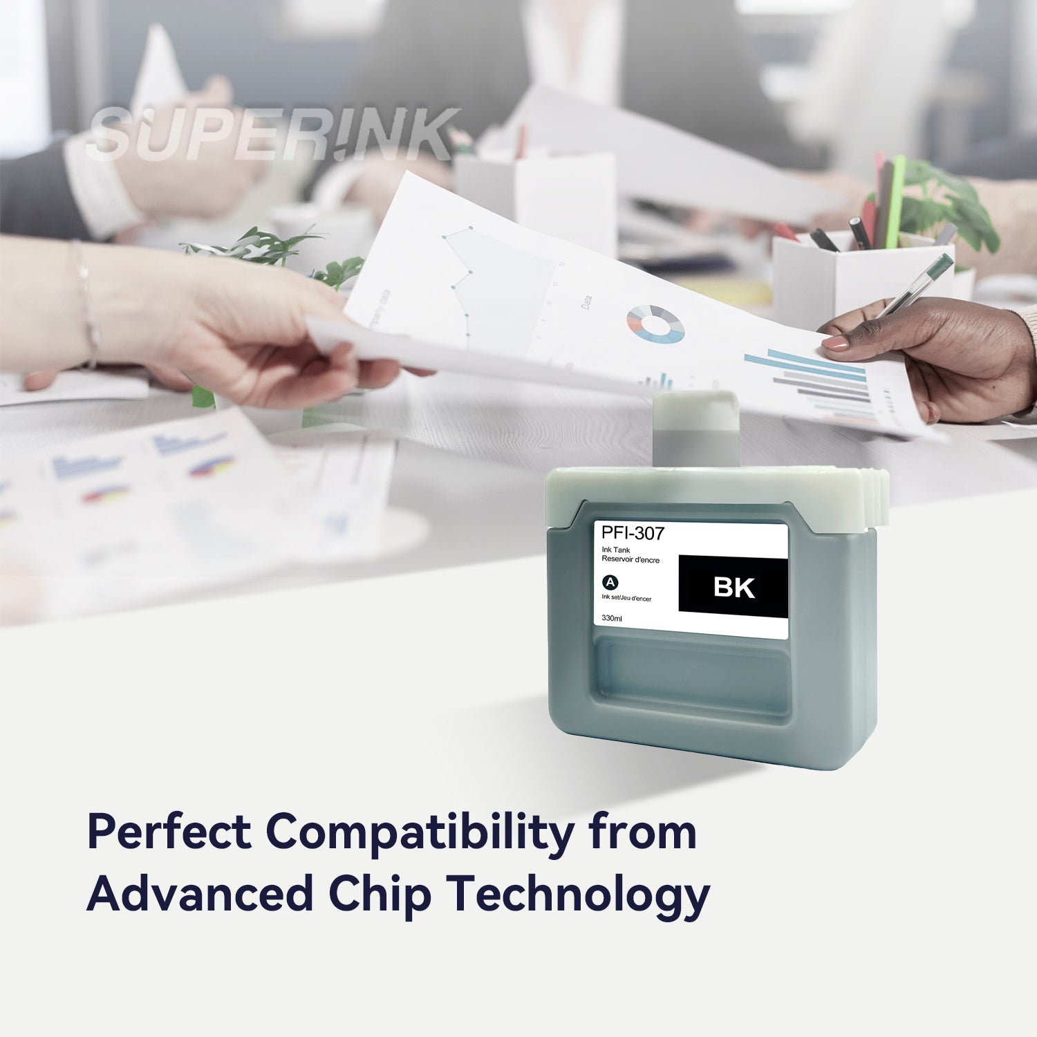 Compatible Canon PFI-307BK 330ml Black Ink By Superink