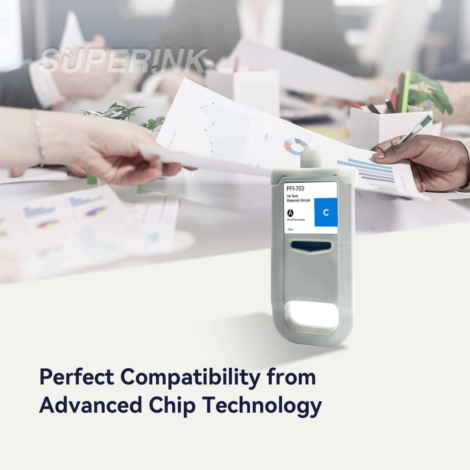 Compatible Canon PFI-703C 700ml Cyan Ink By Superink