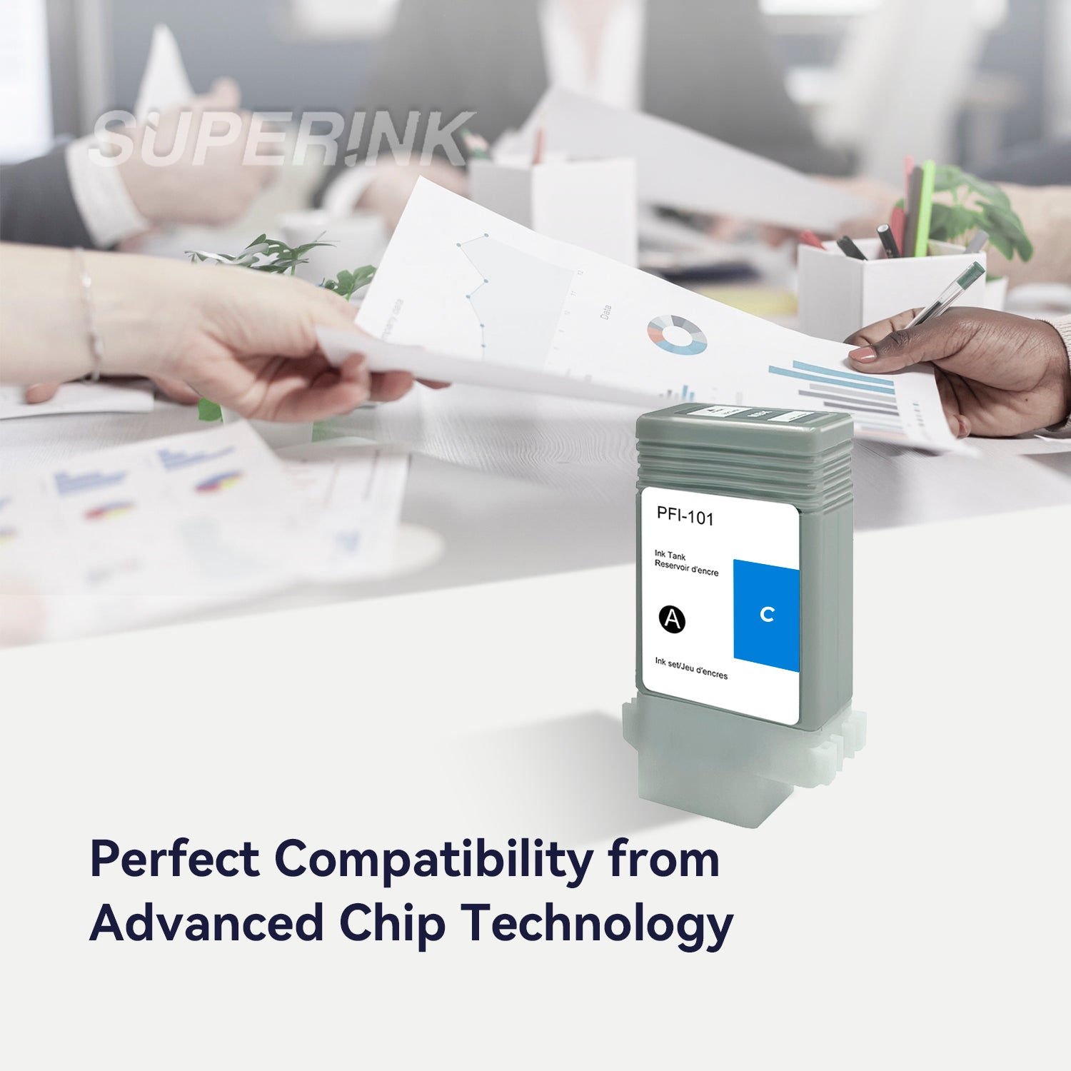 Compatible Canon PFI-101C Cyan Ink Cartridge