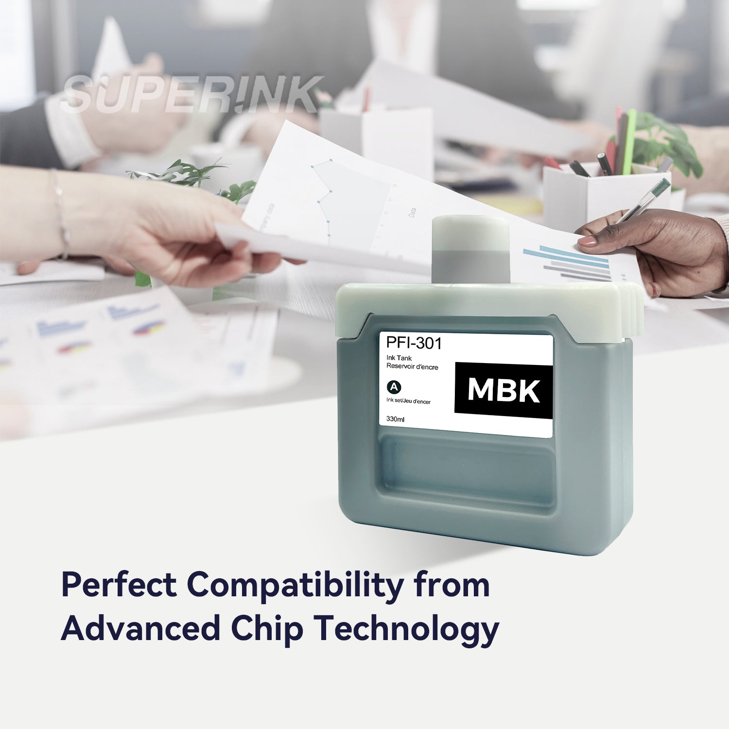 Compatible Canon PFI-301MBK 330ml Matte Black Ink By Superink