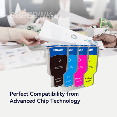Compatible HP 728 300ML Ink Cartridge Combo MBK/C/M/Y By Superink