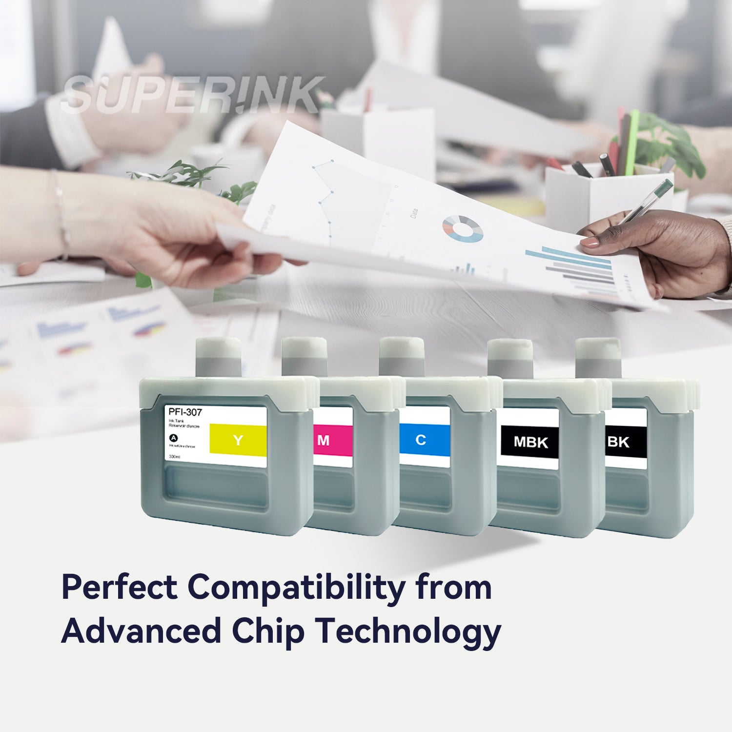 Compatible Canon PFI-307 330ml Ink Combo MBK/BK/C/M/Y By Superink