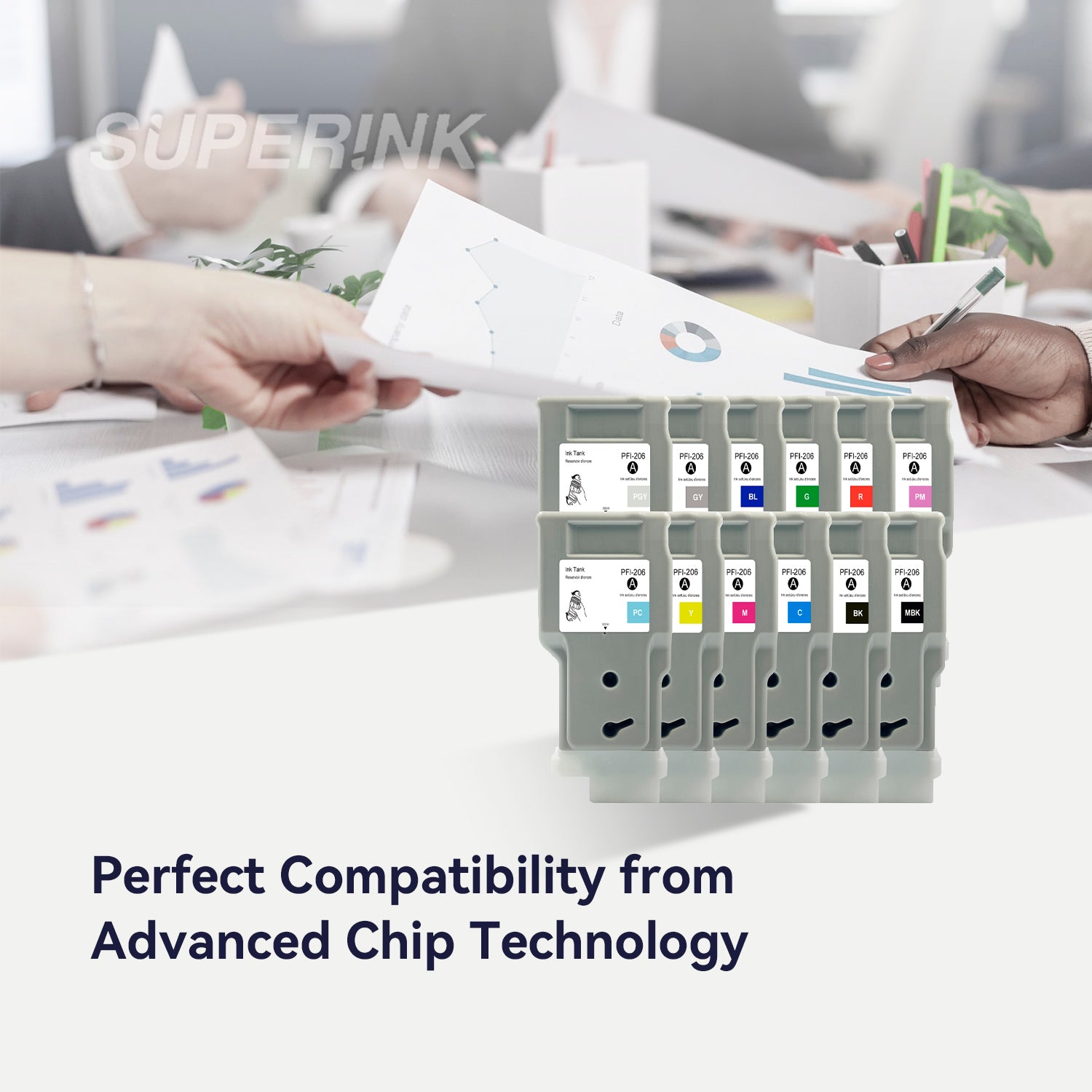 Compatible Canon PFI-206 300ml 12pcs Combo Ink Cartridge