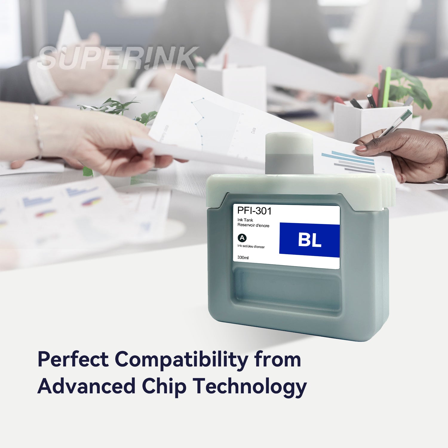 Compatible Canon PFI-301B 330ml Blue Ink