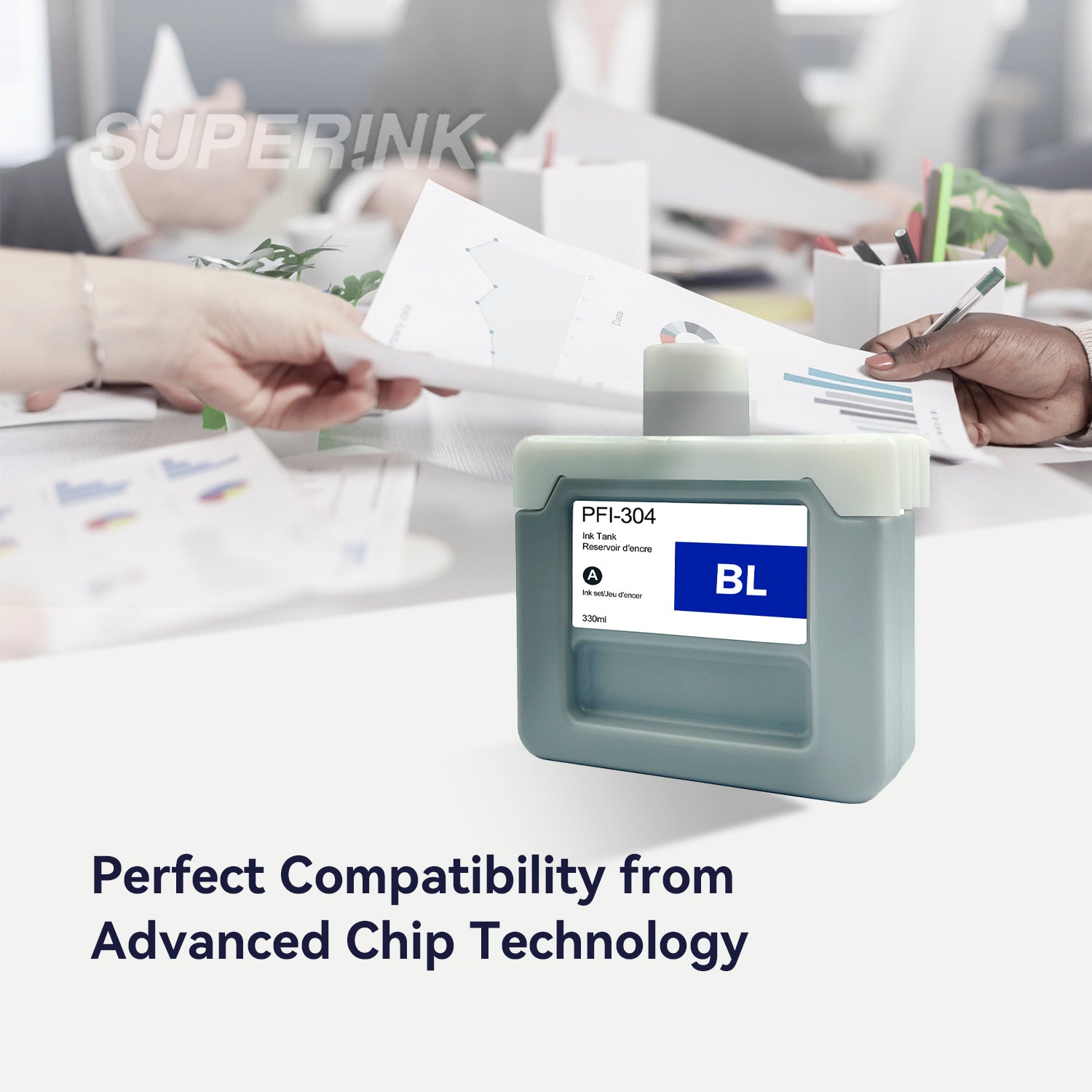 Compatible Canon PFI-304B 330ml Blue Ink