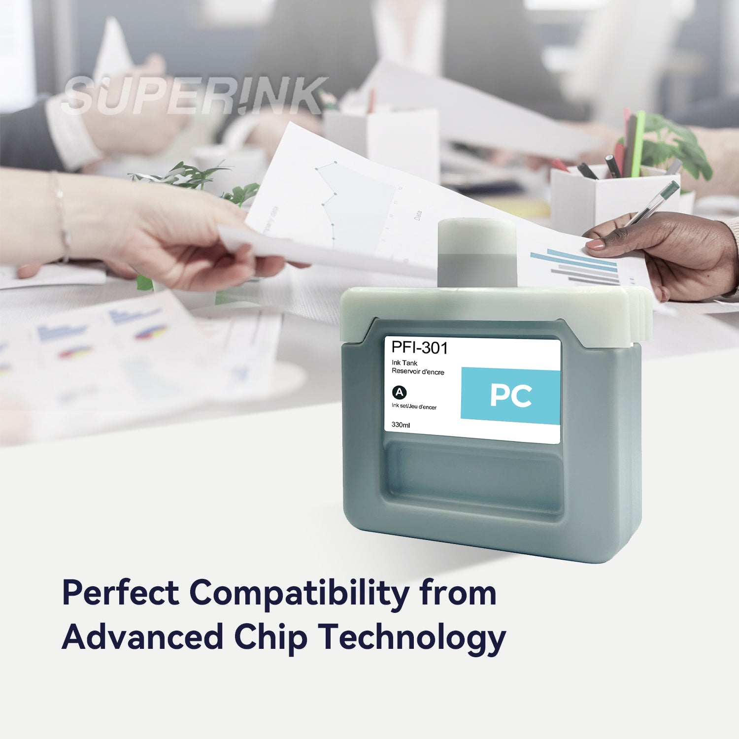 Compatible Canon PFI-301PC 330ml Photo Cyan Ink