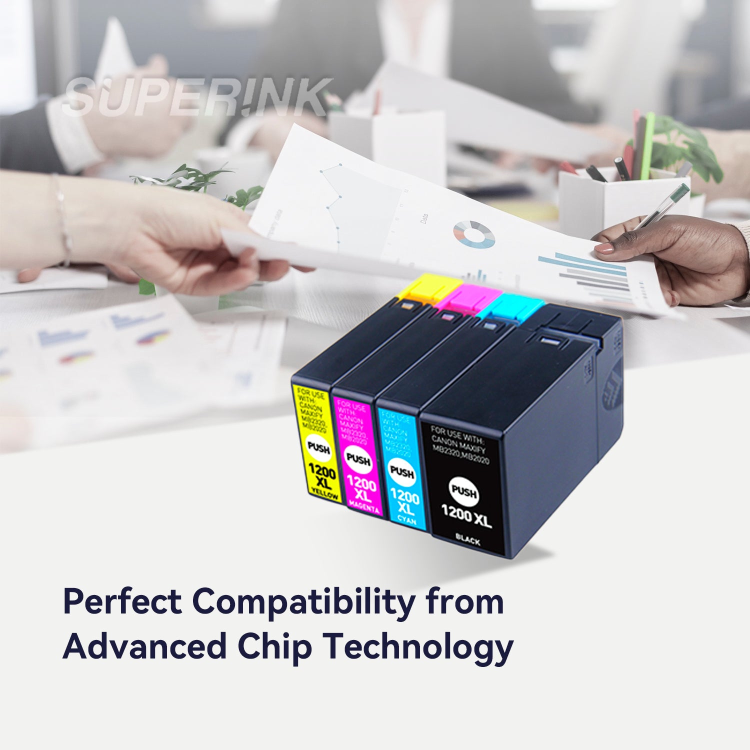 Compatible Canon PGI-1200XL Inkjet Cartridge Combo High Yield BK/C/M/Y By Superink