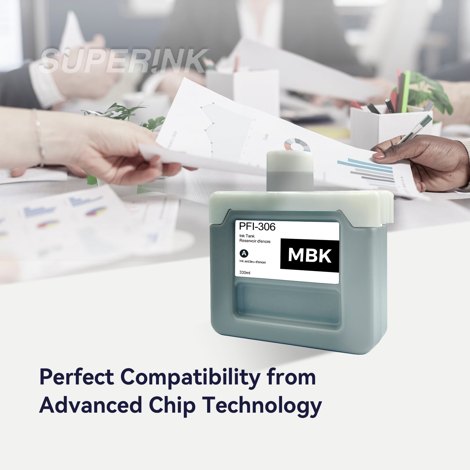 Compatible Canon PFI-306MBK 330ml Matte Black Ink By Superink