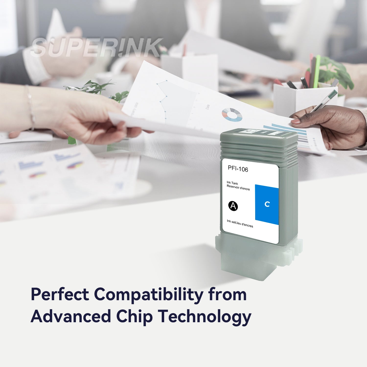 Compatible Canon PFI-106C Cyan Ink Cartridge By Superink