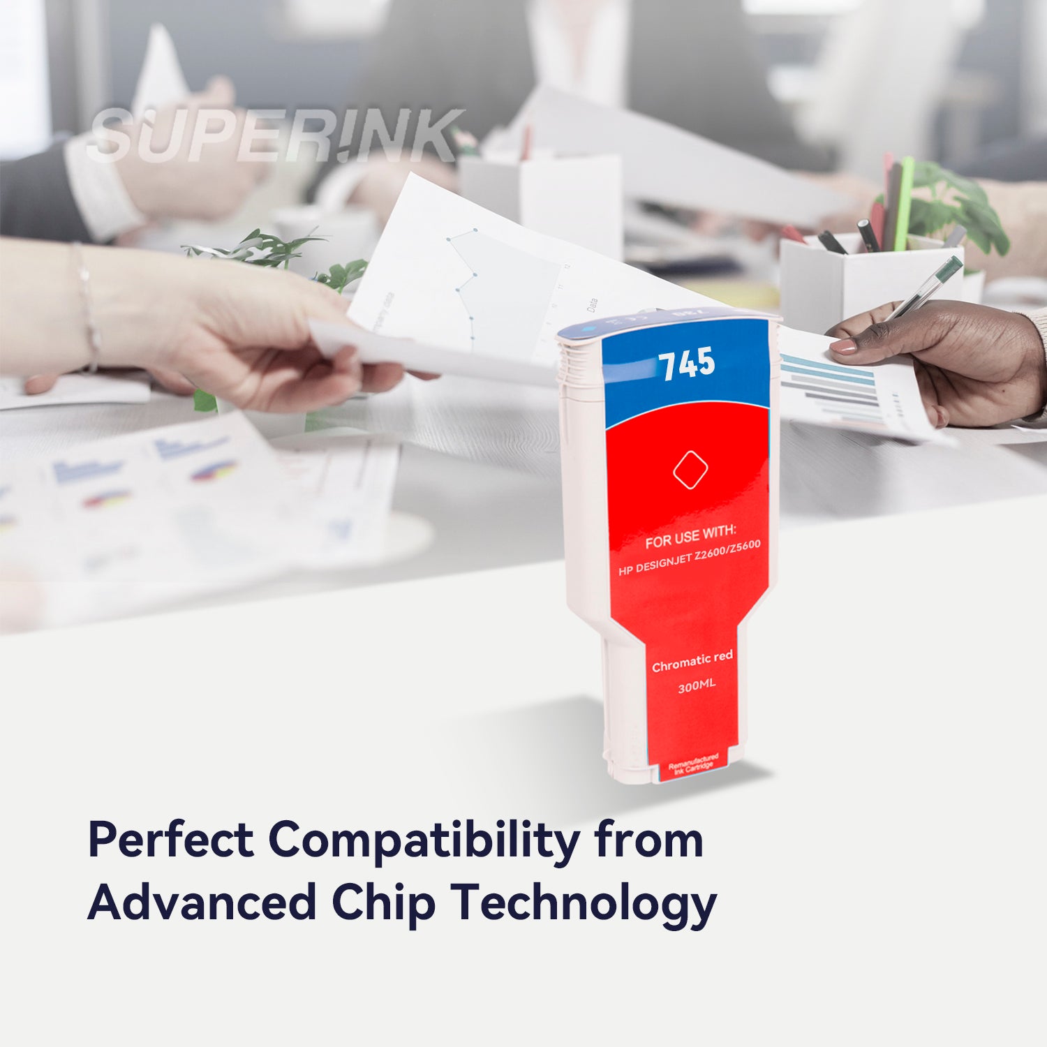 Compatible HP 745 300ml Chromatic Red Ink Cartridge By Superink