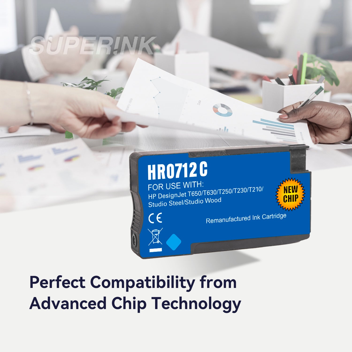 Compatible HP 712 (3ED67A) 29ml Cyan Ink Cartridge By Superink