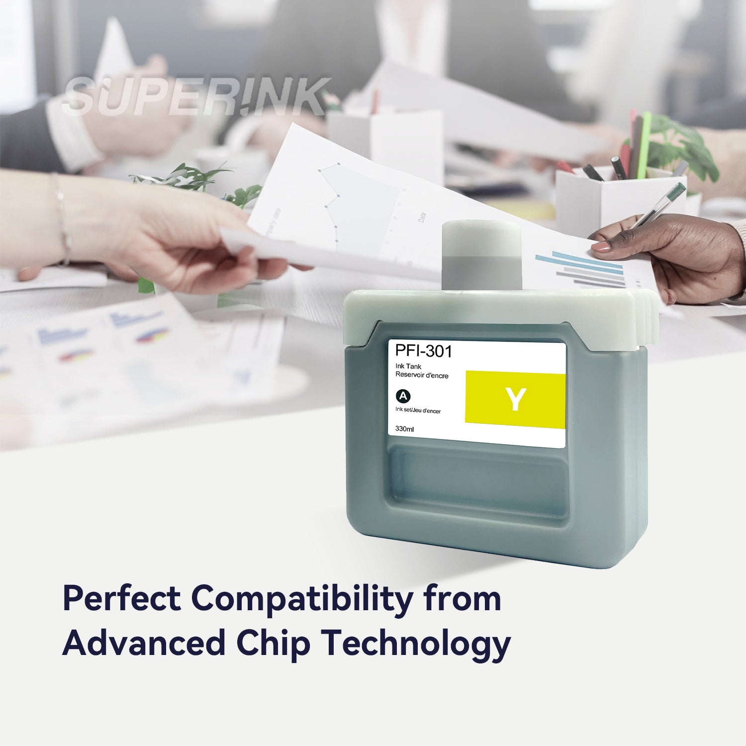 Compatible Canon PFI-301Y 330ml Yellow Ink