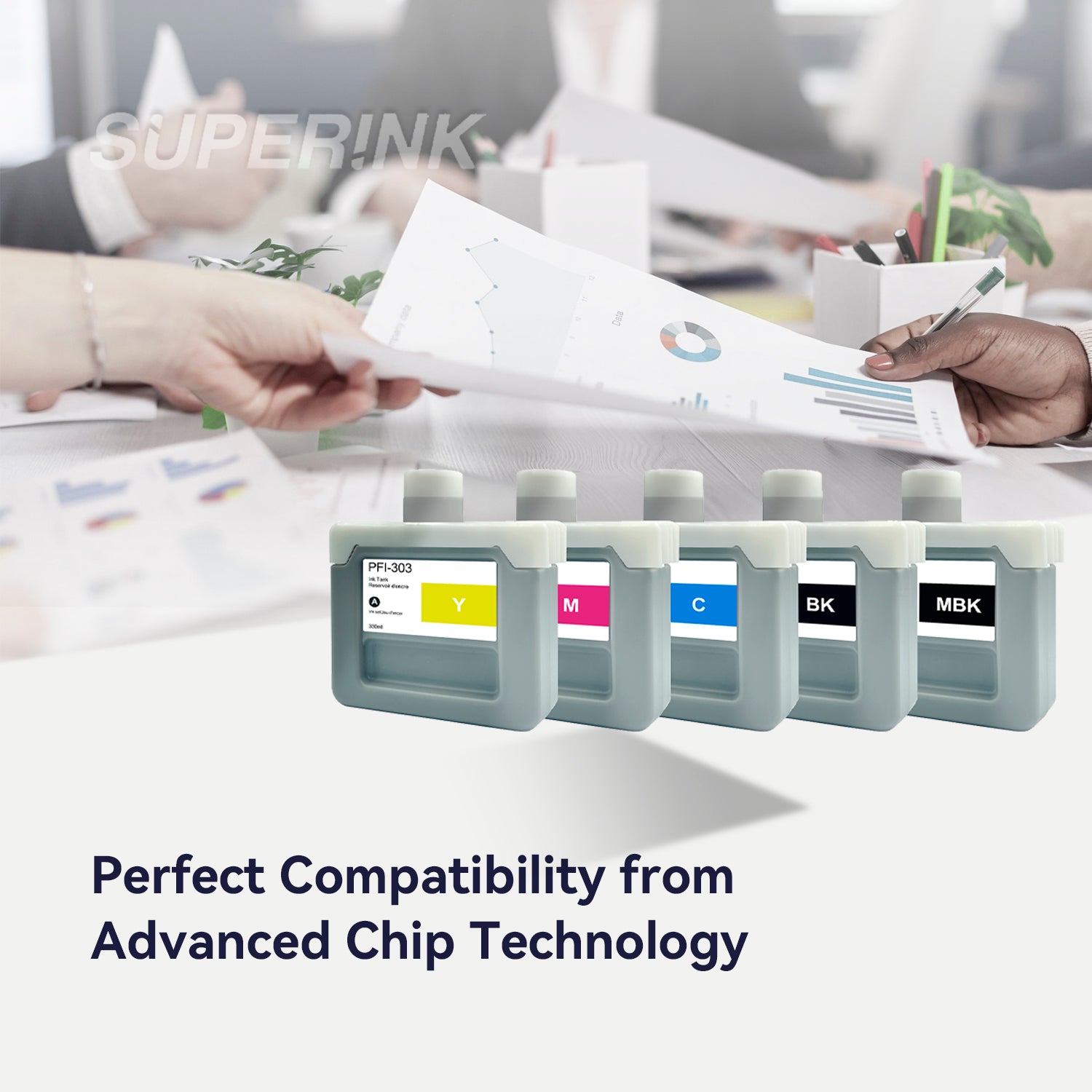 Compatible Canon PFI-303 330ml Ink Combo MBK/BK/C/M/Y