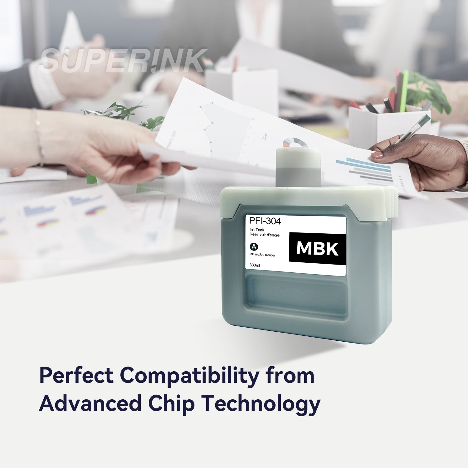 Compatible Canon PFI-304MBK 330ml Matte Black Ink By Superink