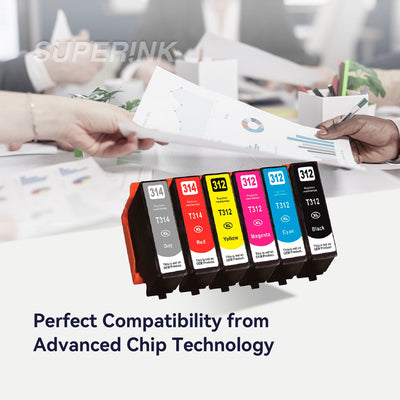 Compatible Epson T314XL Set Ink Cartridge BK/C/M/Y/GY/RD By Superink