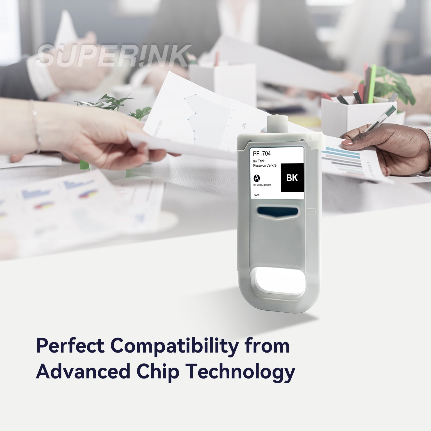 Compatible Canon PFI-704BK 700ml Black Ink By Superink