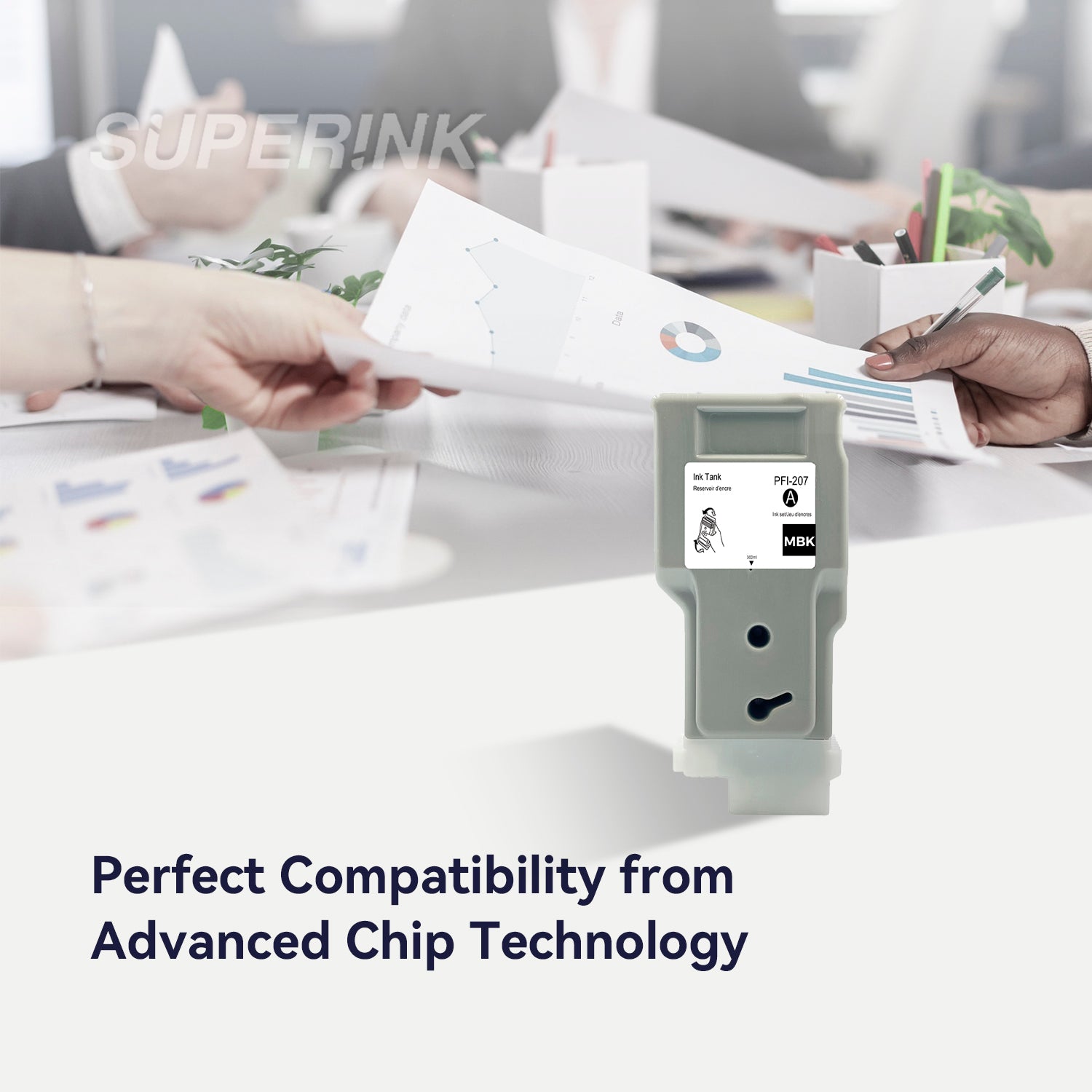 Compatible Canon PFI-207MBK 300ml Matte Black Ink By Superink