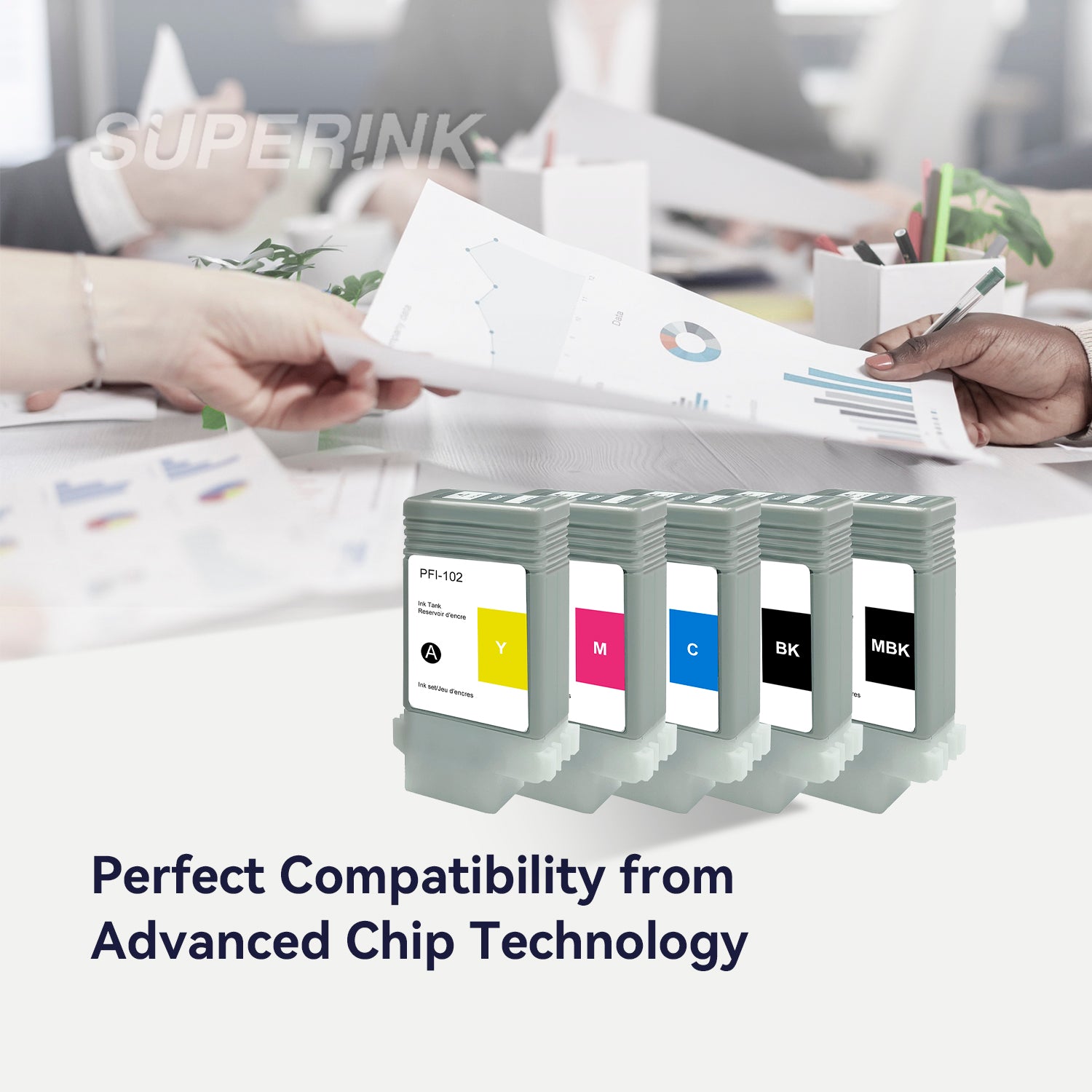 Compatible Canon PFI-102 Ink Cartridge Combo MBK/BK/C/M/Y By Superink